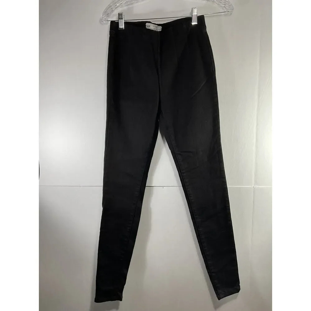 Free People 61855-16515125 Stretch Pull On Skinny Jeans Black Size W26